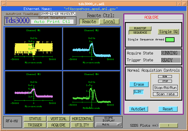 TDS3000 Acquire display